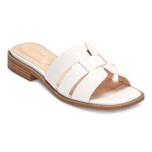 Liz Claiborne White Flat Slide Sandals